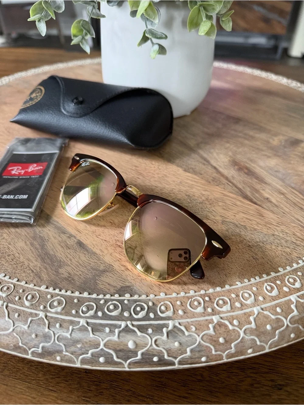 Ray-Ban Clubmaster Sunglasses Brown and Gold - Picture 4 of 7